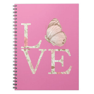 Pink Love Butterfly Floral Notebook