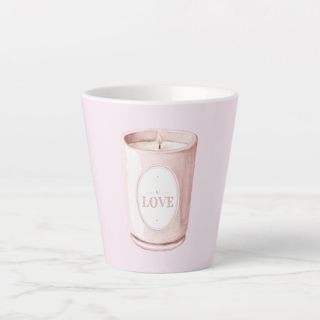 Pink Love Candle Latte Mug (Front)