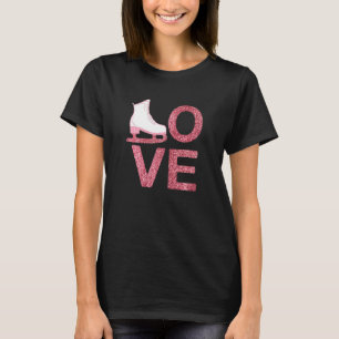 Pink Love Figure Skating Dress Ice Skating Shoes T-Shirt