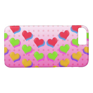 Pink Love Fun Hearts New Wave Design  iPhone 8/7 Case