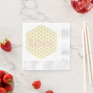 Pink Love Gold Mandala Wedding Napkin