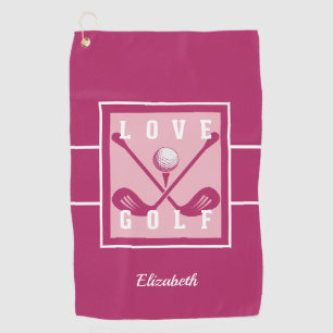 Pink LOVE GOLF Modern Monogram Personalised Towel