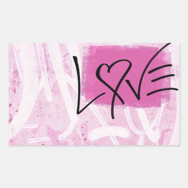 Pink Love Graffiti Art Stickers (Front)