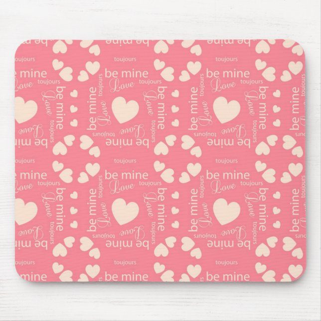 Pink Love Heart Be Mine Mouse Pad (Front)