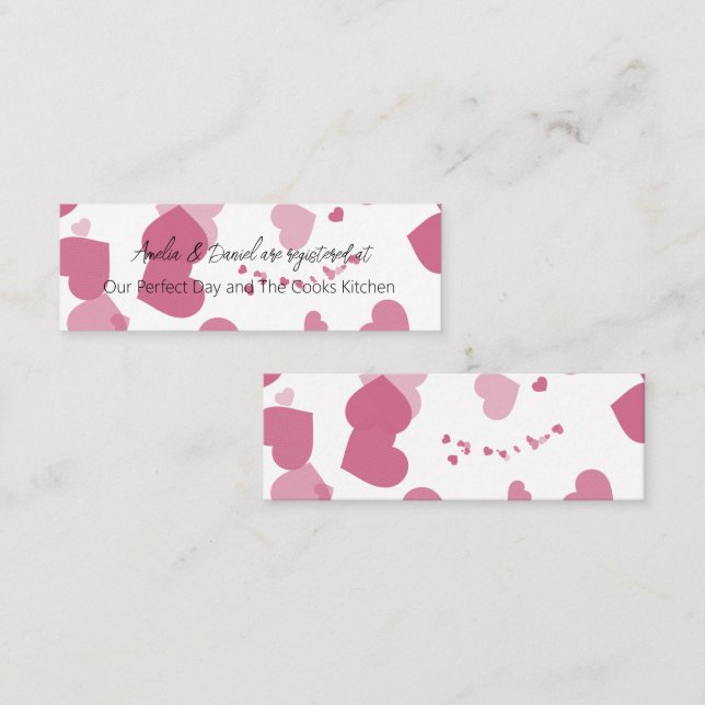 Pink Love heart Bridal Registry Insert (Front/Back)