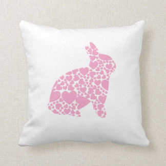 Pink Love Heart Bunny Rabbit Throw Pillow