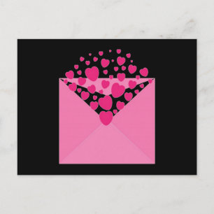 Pink Love Heart Envelope Postcard