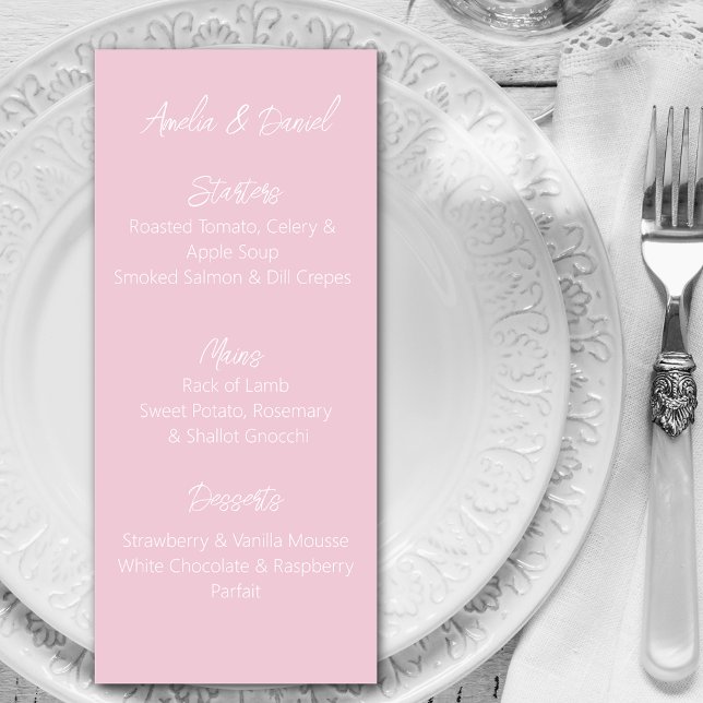 Pink Love Heart  Menu Card (Creator Uploaded)