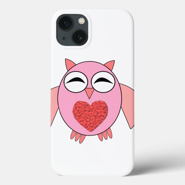 Pink Love Heart Owl iPad Case (Back)