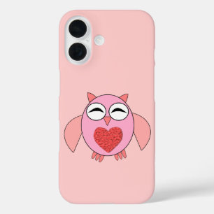 Pink Love Heart Owl iPhone Case