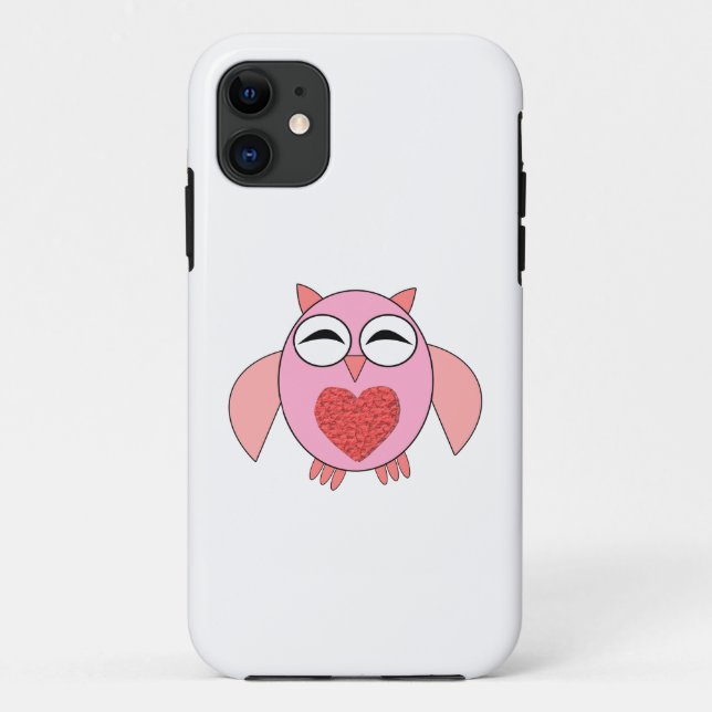 Pink Love Heart Owl iPhone Case (Back)