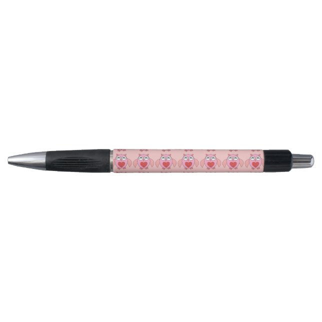 Pink Love Heart Owl Pens (Front)
