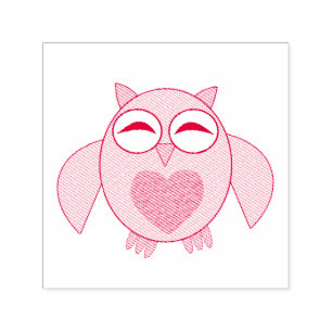Pink Love Heart Owl Self Inking Stamp