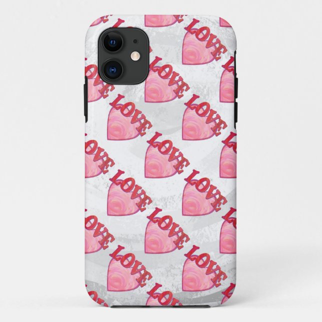 Pink Love Heart Pattern Case-Mate iPhone Case (Back)