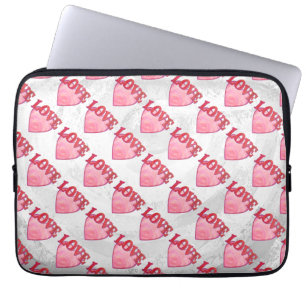 Pink Love Heart Pattern Laptop Sleeve