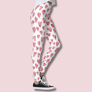 Pink Love Heart Pattern Leggings