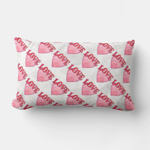 Pink Love Heart Pattern Lumbar Cushion