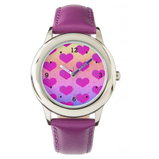 Pink love heart rainbow watch