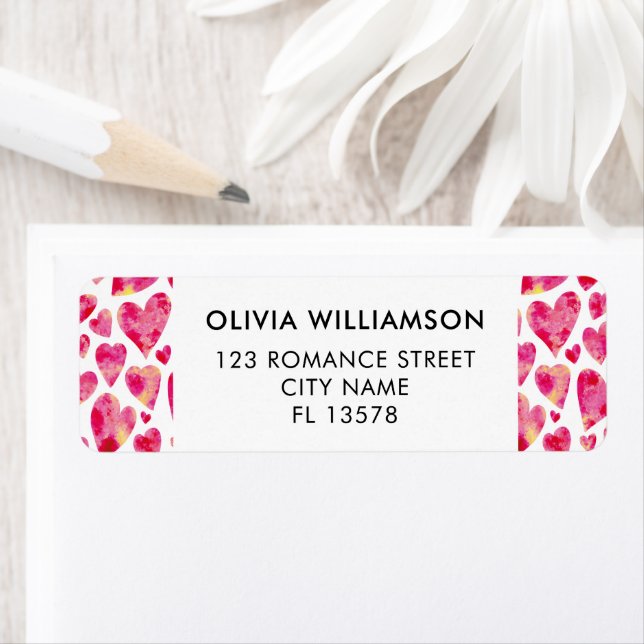 Pink Love Heart Return Address Label (Insitu)