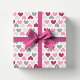 Pink Love Heart Romantic Modern Girly Wrapping Paper