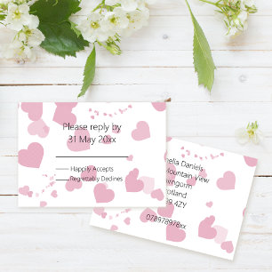 Pink Love heart RSVP insert