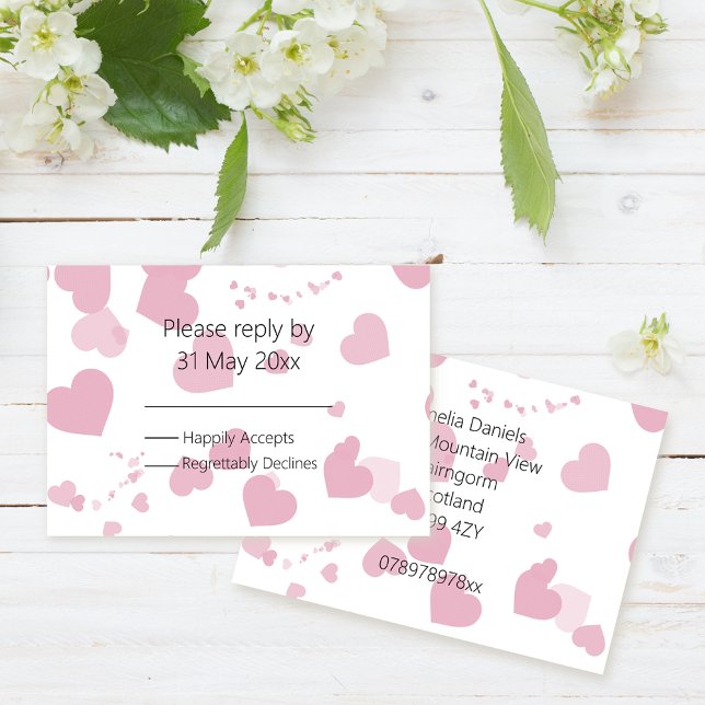 Pink Love heart RSVP insert (Creator Uploaded)