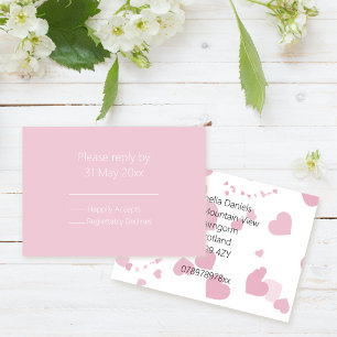 Pink Love heart RSVP insert