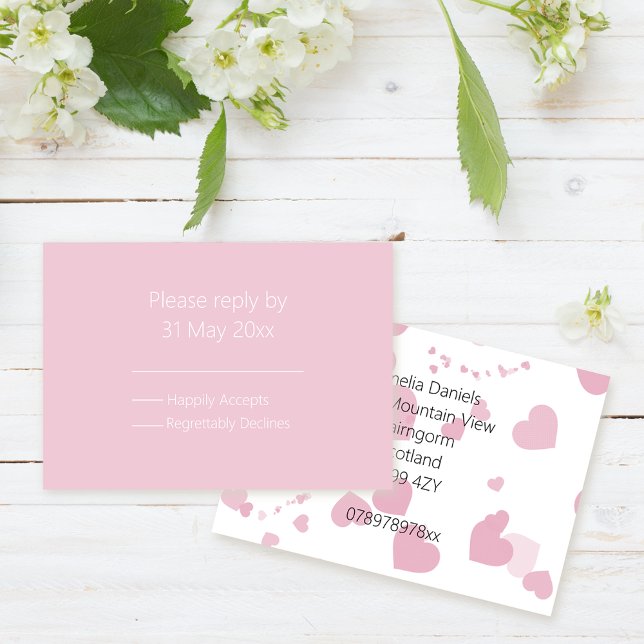 Pink Love heart RSVP insert (Creator Uploaded)