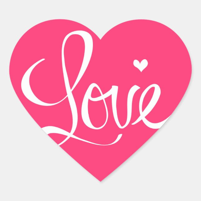 Pink Love Heart Sticker (Front)