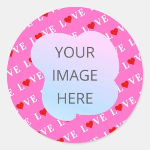 Pink LOVE Heart Stylish Classic Round Sticker