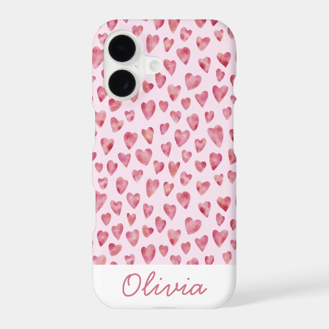 Pink love heart watercolor pattern name (Back)
