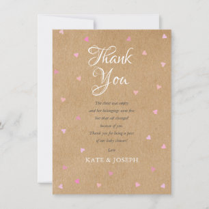 Pink Love Hearts Boho Baby Girl Thank You Poem