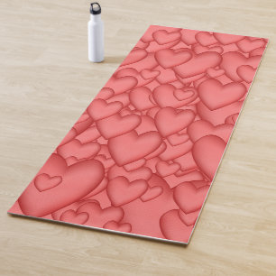 Pink Love Hearts Decorative Yoga Mat