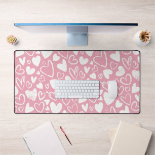 Pink Love Hearts Desk Mat