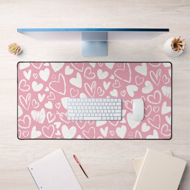 Pink Love Hearts Desk Mat (Office 1)
