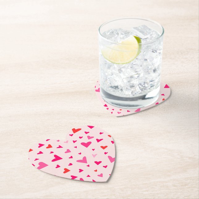 Pink Love Hearts Paper Coaster (Insitu)