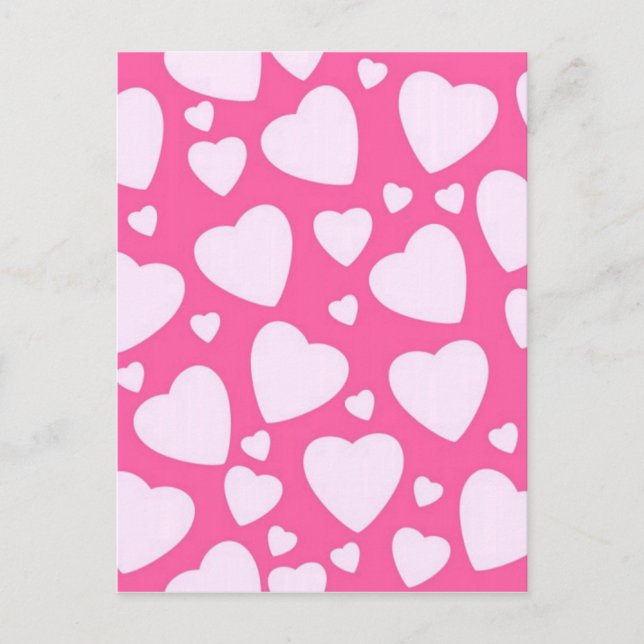 Pink Love Hearts Postcard (Front)