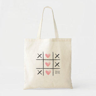Pink Love Hearts Tic Tac Toe Tote Bag