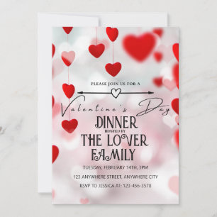 Pink Love Hearts Valentine's Day Party Invitation