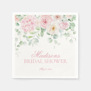 Pink Love in Bloom Floral Hydrangea Bridal Shower Napkin