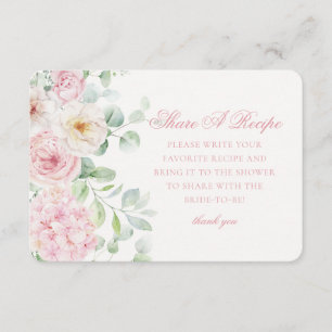 Pink Love in Bloom Floral Hydrangea Share A Recipe Enclosure Card