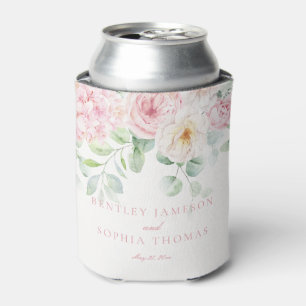 Pink Love in Bloom Floral Hydrangea Wedding Favors Can Cooler