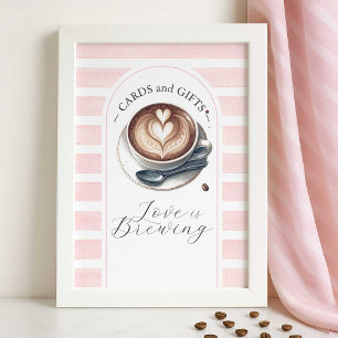 Pink Love is Brewing Bridal Shower Cards and Gifts Poster