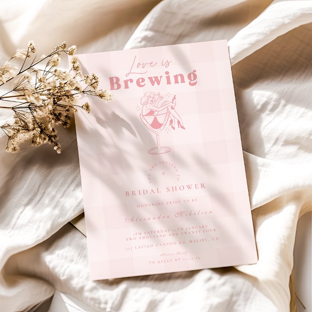 Pink Love is Brewing Espresso Bridal Shower  Invitation (Creator Uploaded)