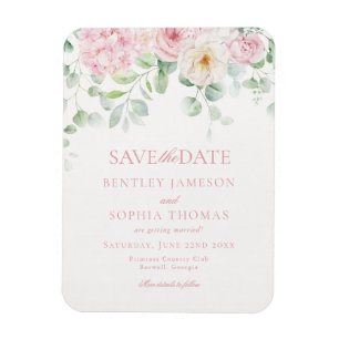Pink Love is in Bloom Floral Save the Date Card Magnet