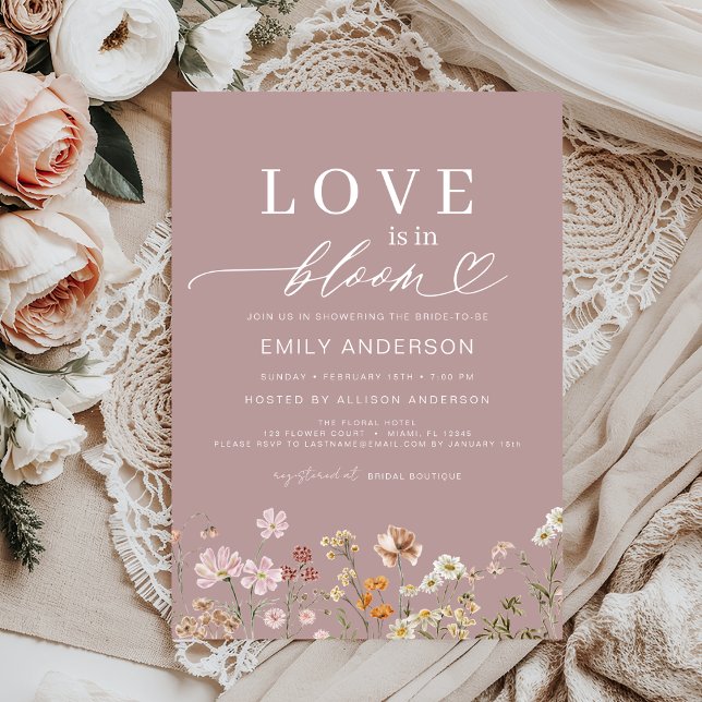 Pink Love is in Bloom Wildflower Bridal Shower Invitation (Creator Uploaded)