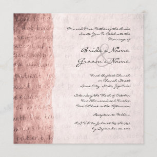 Pink Love is Patient Vintage Wedding Invitation