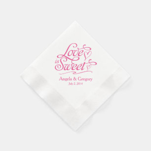 Pink Love is Sweet Candy Dessert Buffet Wedding Napkin
