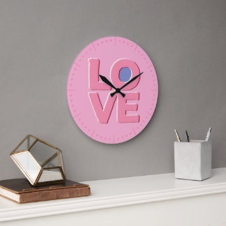 Pink LOVE - Large Clock