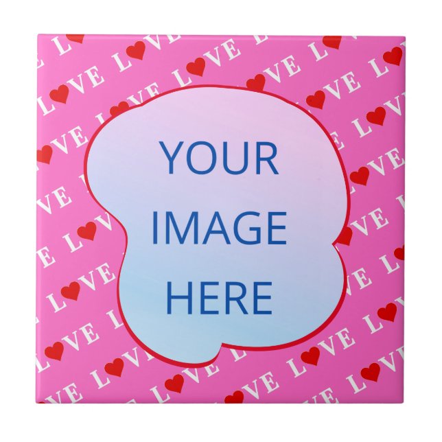 Pink LOVE Modern Chic Ceramic Tile (Front)